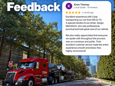 Massachusetts to Texas Auto Transport: Another 5-Star Customer Experience